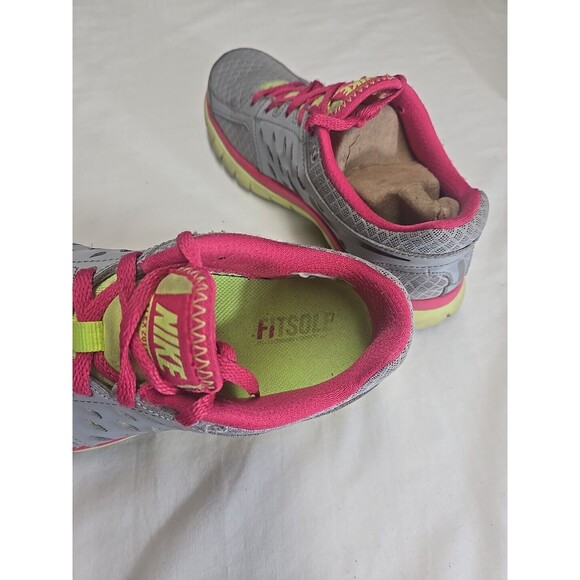 Nike‎ Flex Fitsole 580440-015 Pink/Gray/Neon Running Sneakers Women’s US Size 6 - Picture 6 of 7